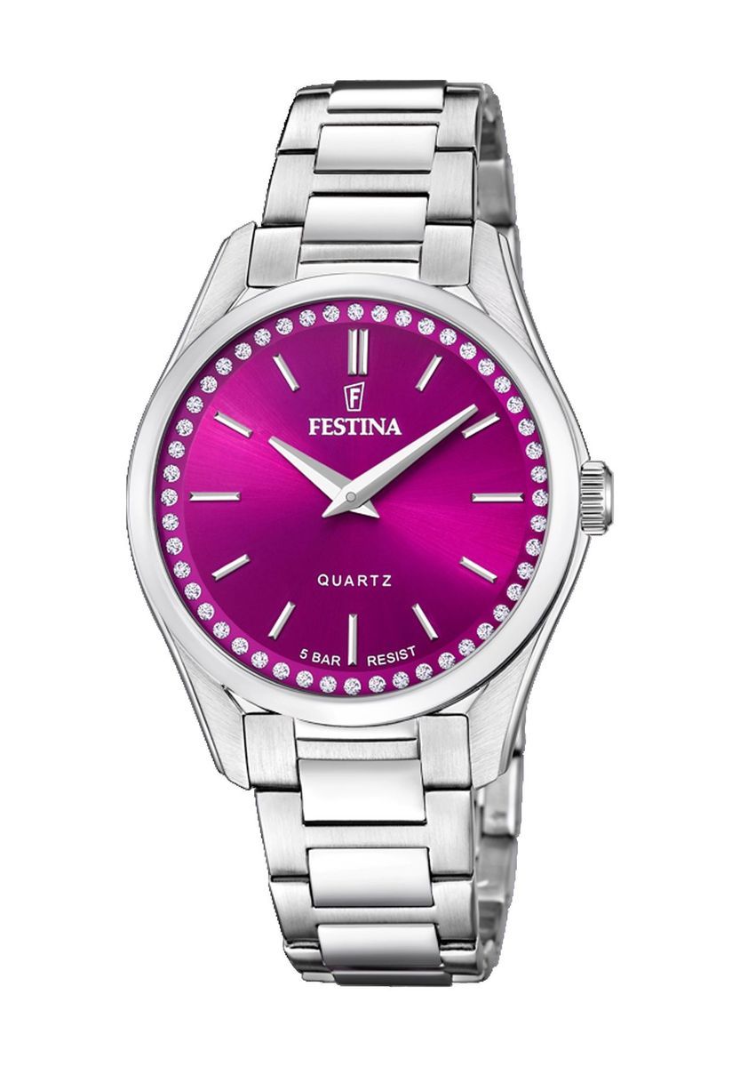 Elegante Damenuhr mit Kristalllünette