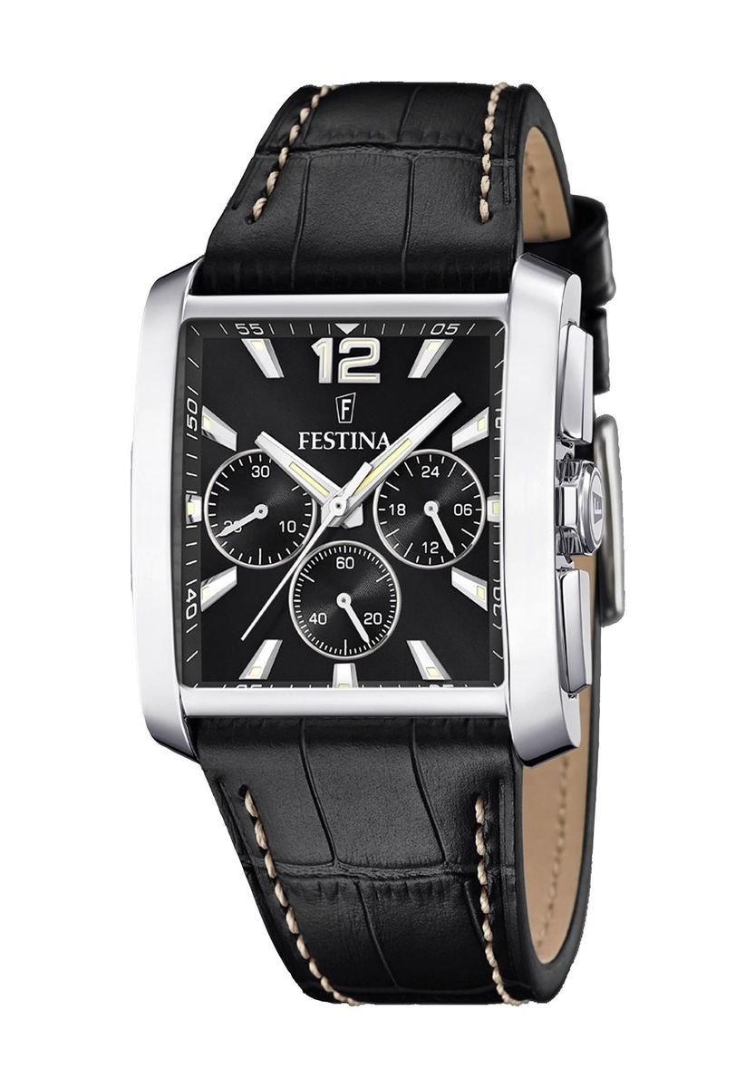 Herren quadratische Uhr mit schwarzem Lederarmband