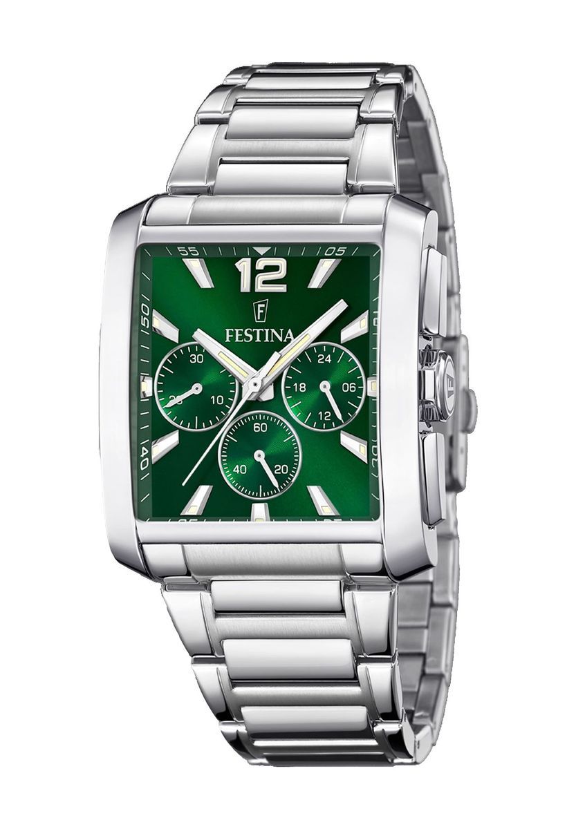 Eckige grüne Edelstahl-Uhr
