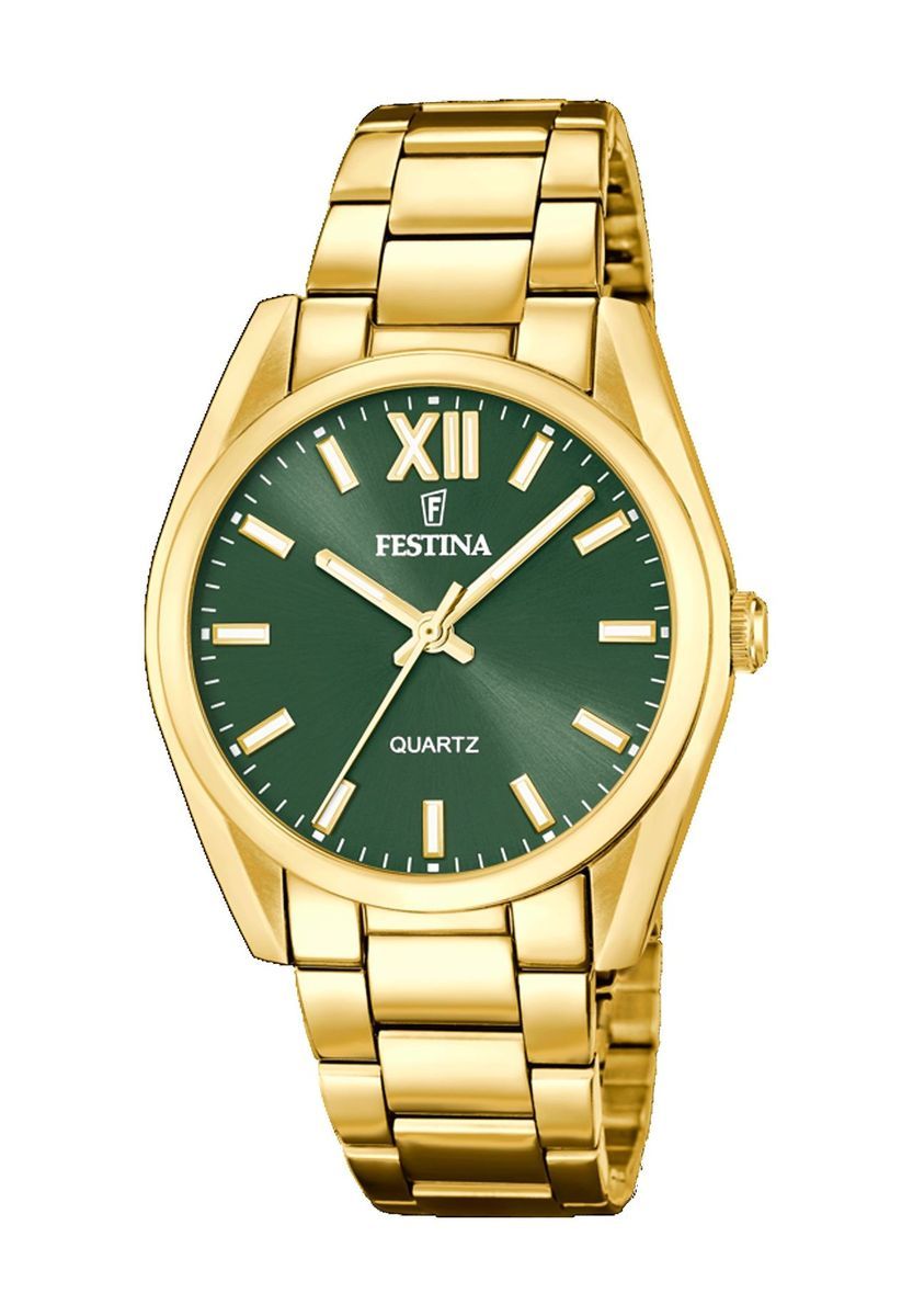 Elegante Golduhr mit grünem Zifferblatt