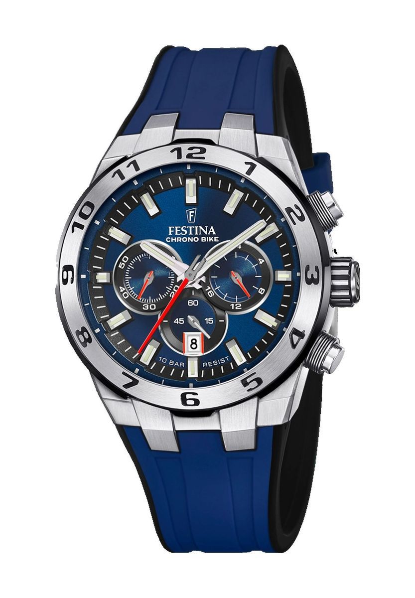 Chrono Bike Blaue Edelstahl Armbanduhr