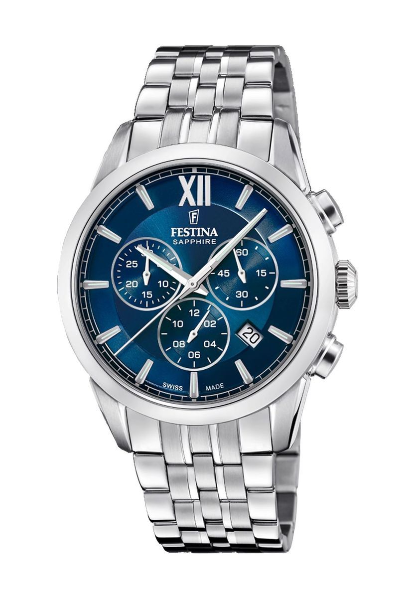 Blaue Schweizer Chronographen-Uhr