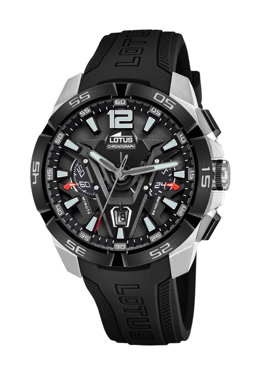 Herren Chronograph Uhr Schwarz Silber