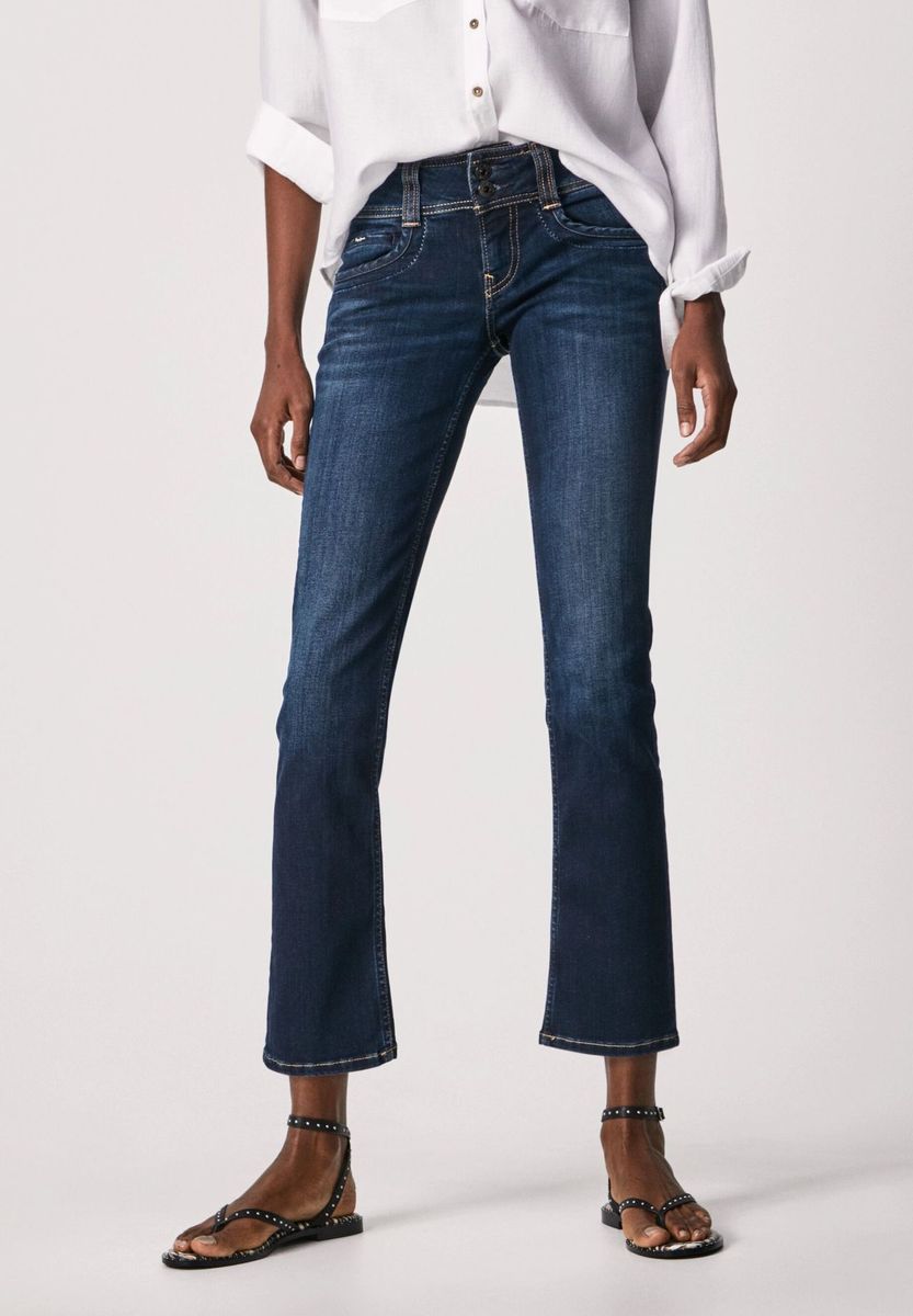 Bootcut-Knöcheljeans mit verwaschener Optik