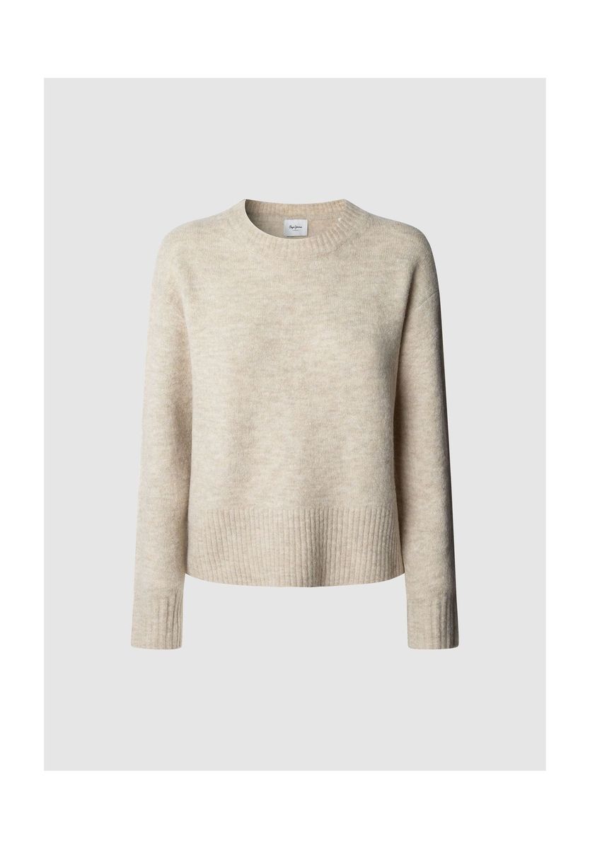 Locker geschnittener Strickpullover mit Rundhalsausschnitt