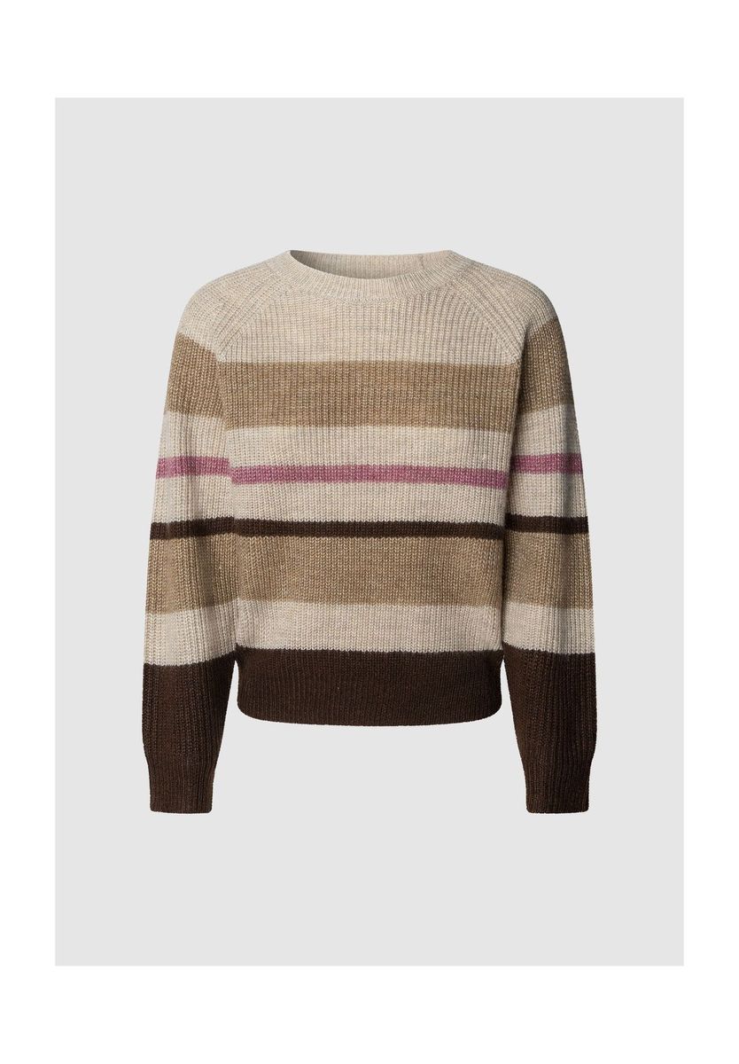 Gestreifter Strickpullover mit Rundhalsausschnitt