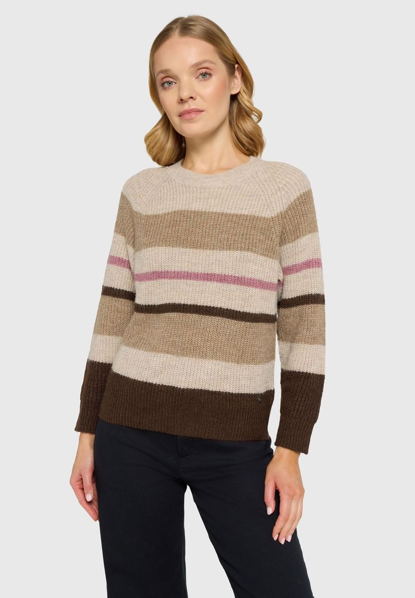 Gestreifter Strickpullover mit Rundhalsausschnitt