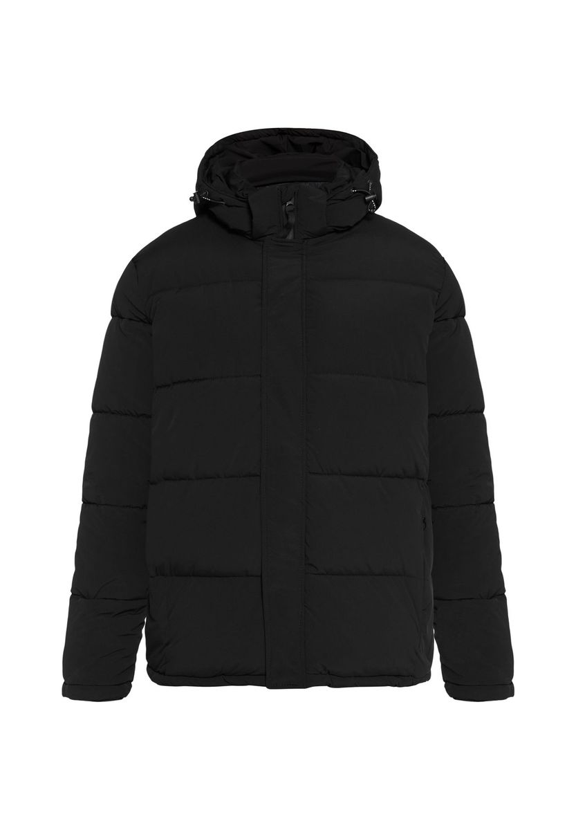 Schwarze Herren Steppjacke mit Kapuze