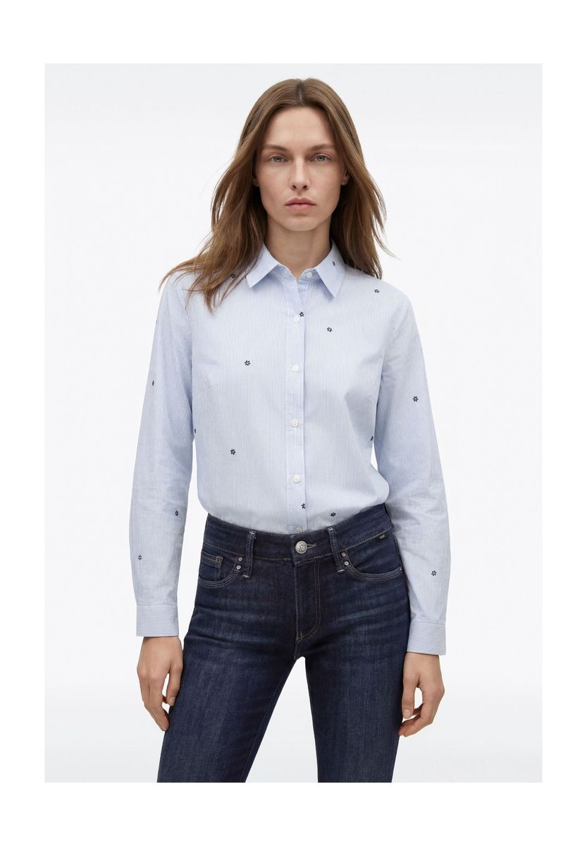 Gestreiftes Langarm-Hemd mit Knopfleiste