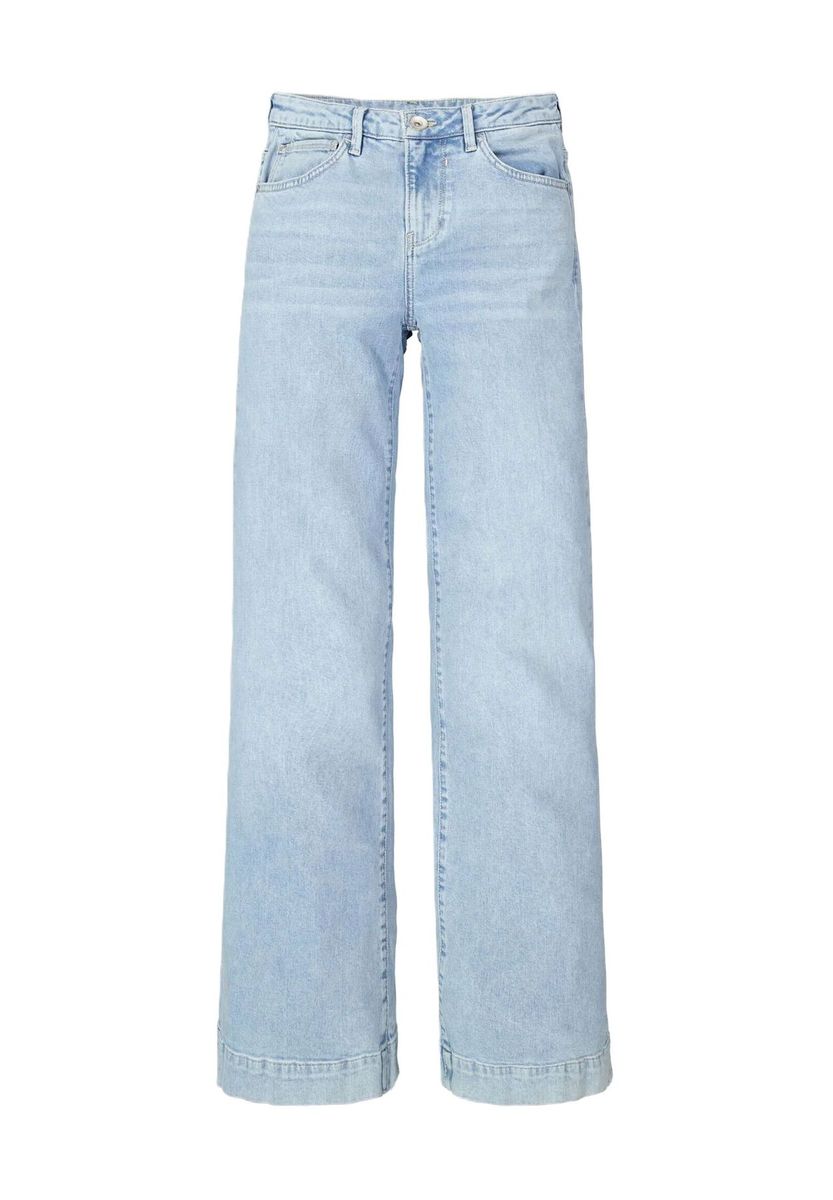 Jeans mit weitem Bein, helle Waschung