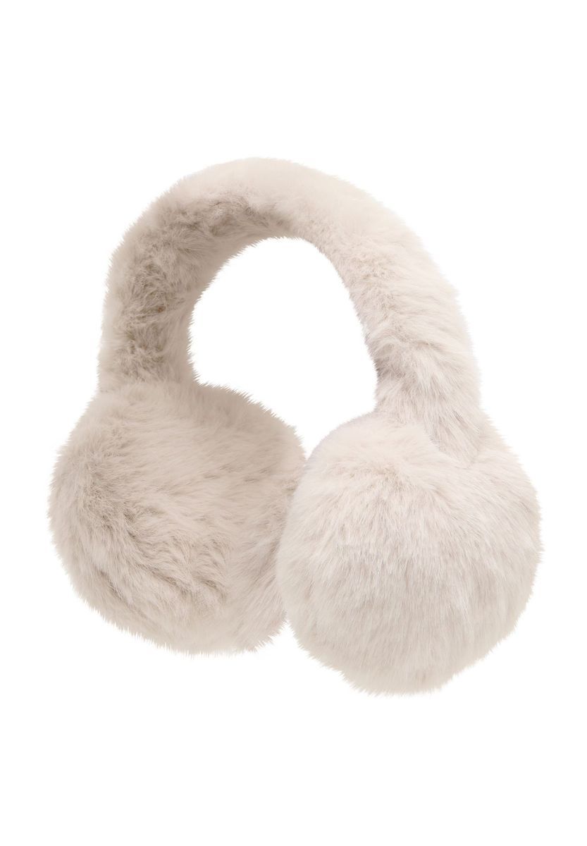Flauschige beige Ohrenschützer mit verstellbarem Band
