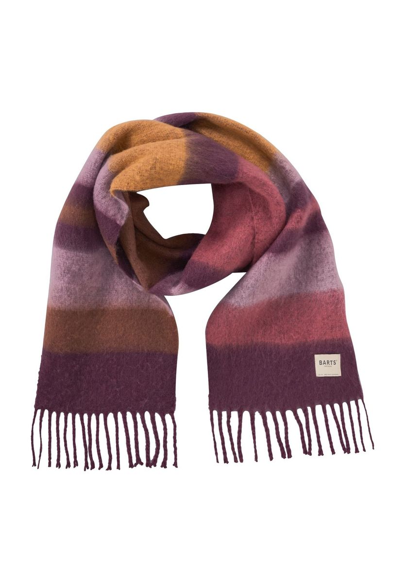 Gestreifter rechteckiger Winterschal mit Fransen