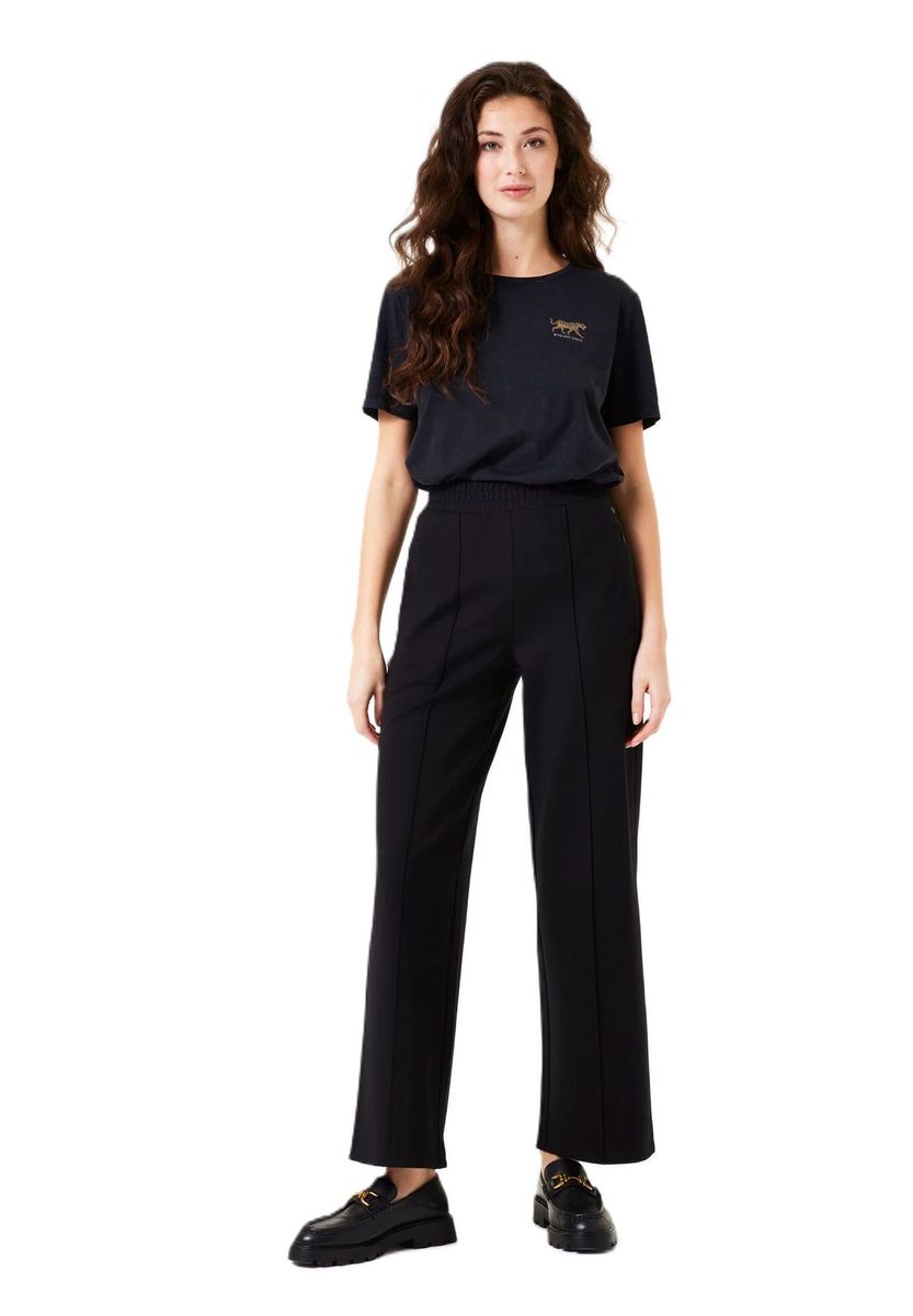 Damen Stoffhose Schwarz mit Gummibund