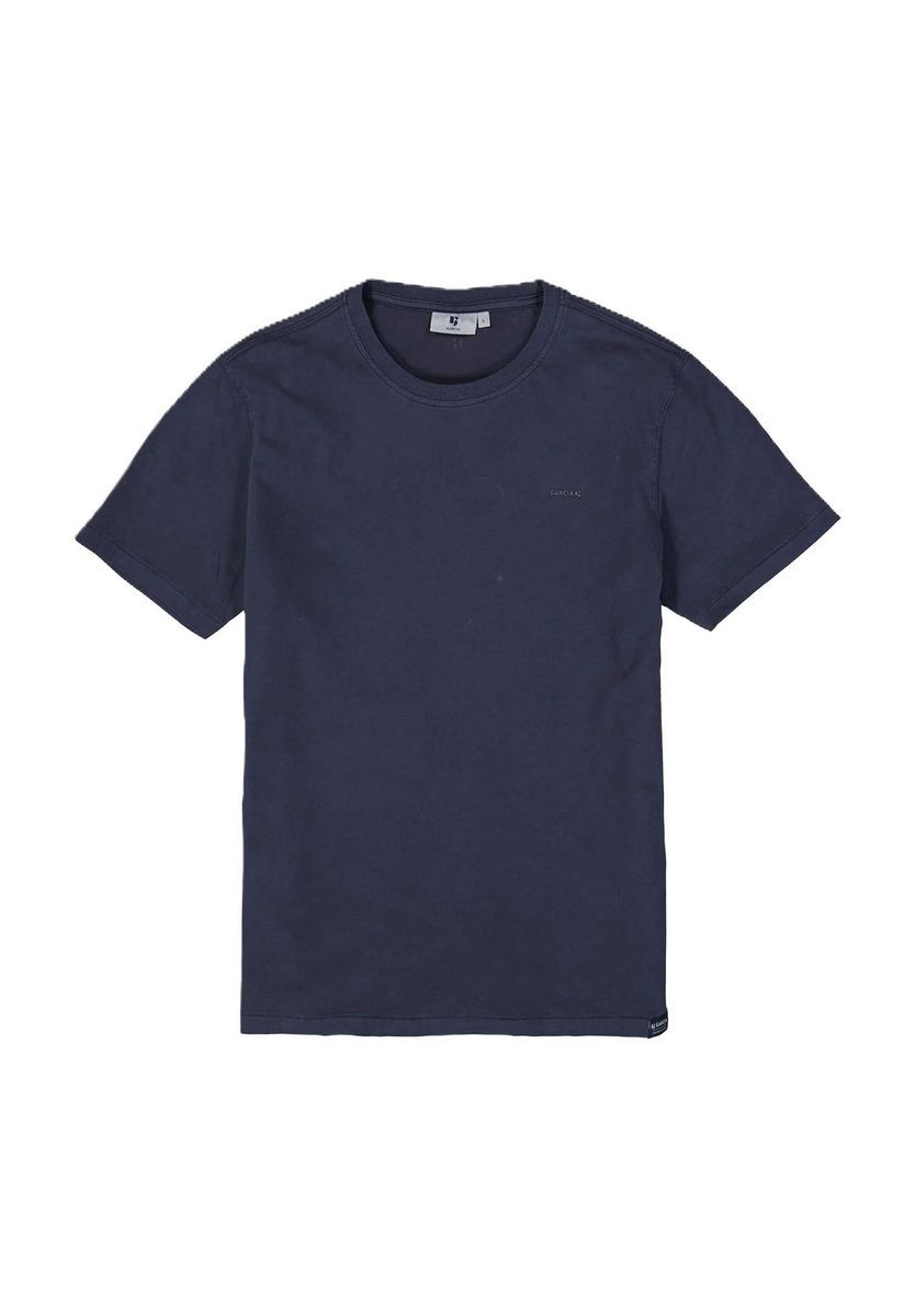 Klassisches marineblaues T-Shirt mit Rundhalsausschnitt