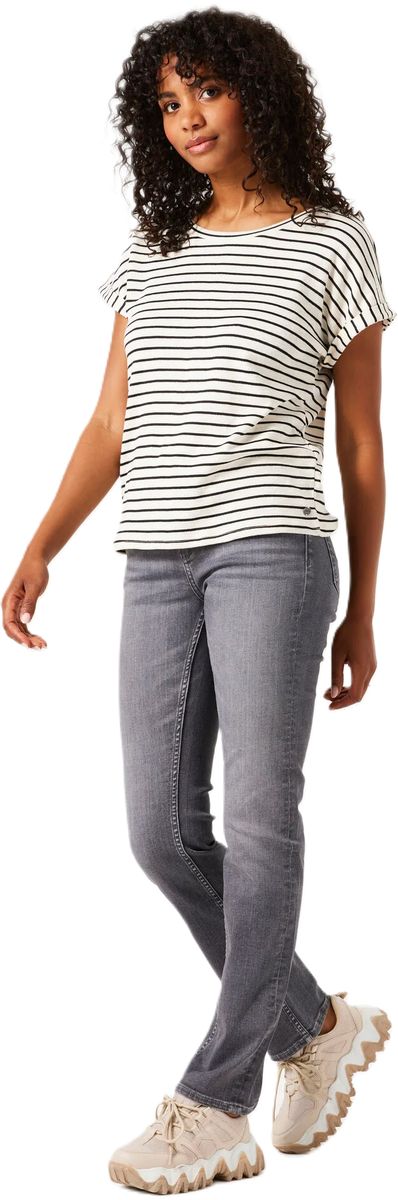 Gestreiftes Baumwoll T-Shirt mit Rundhalsausschnitt