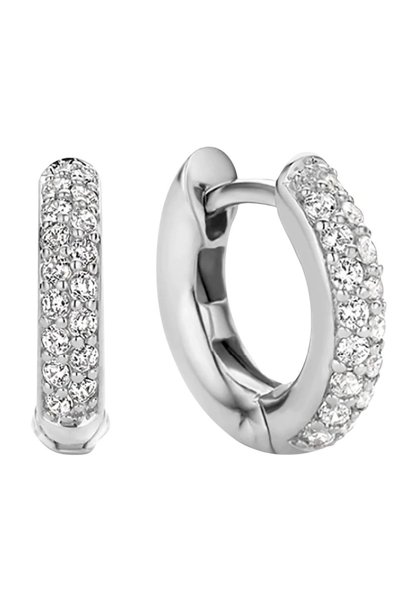 Funkelnde Silber Creolen mit Zirkonia