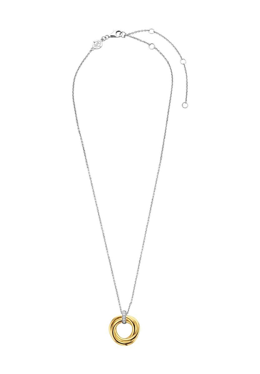 Bicolor Kreis Anhänger Halskette Sterlingsilber