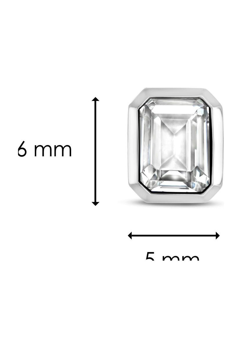 Elegante Silberne Ohrstecker im Smaragdschliff