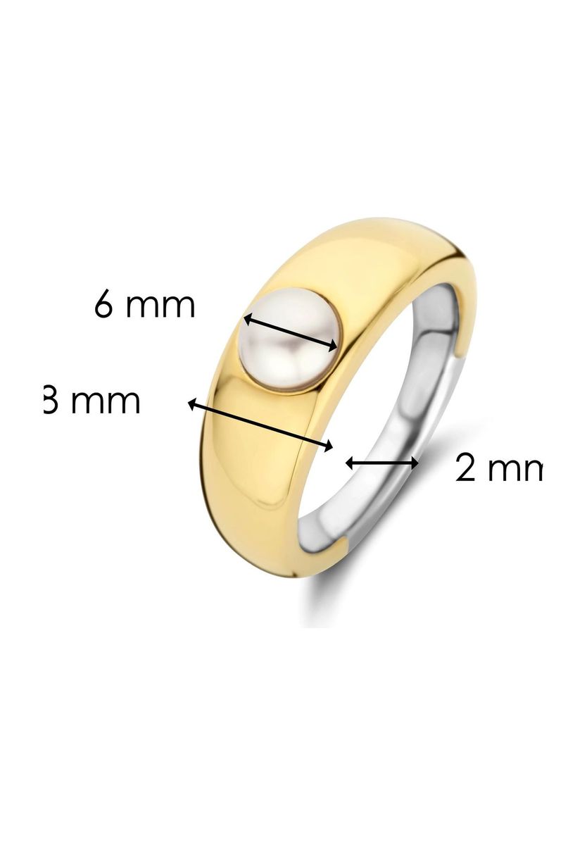Bicolor Gewölbter Ring mit Perldetail