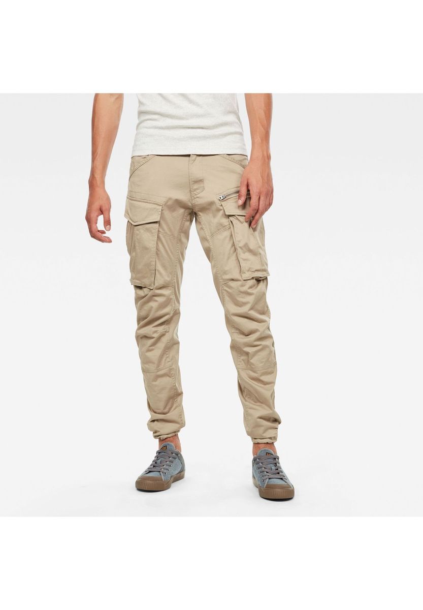 Herren Beige Tapered Cargohose