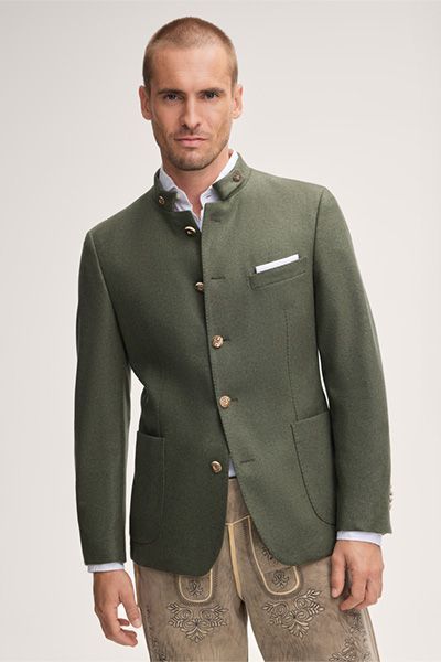 Windsor Cashmere Trachten Sendling Janker in Olive Melange