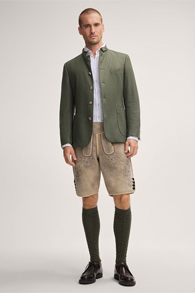 Windsor Cashmere Trachten Sendling Janker in Olive Melange