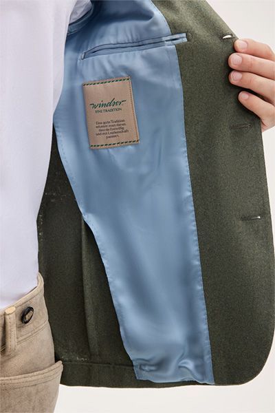 Windsor Cashmere Trachten Sendling Janker in Olive Melange