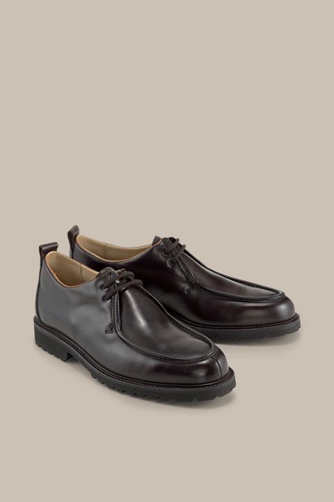 Brauner Split-Toe Leder Schnürschuh