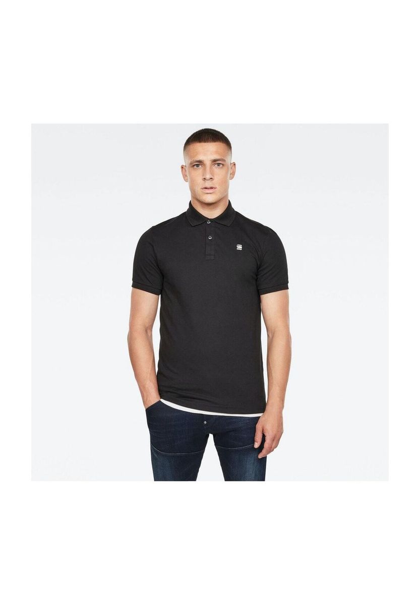 Klassisches schwarzes Baumwoll-Piqué-Poloshirt