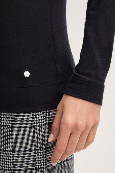 Navy Lyocell-Wollmix Langarmshirt