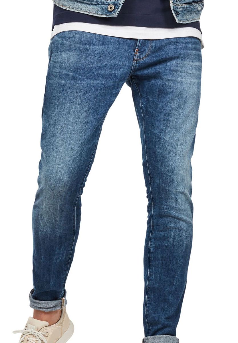 Schmal geschnittene Jeans mit Used-Waschung