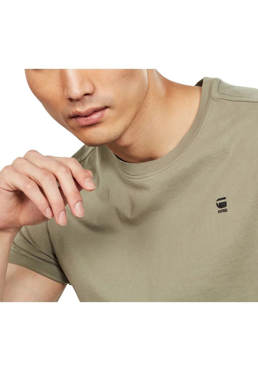 Lässiges einfarbiges Baumwoll-T-Shirt mit Rundhalsausschnitt