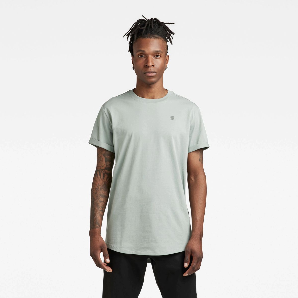 Lässiges einfarbiges Baumwoll-T-Shirt mit Rundhalsausschnitt