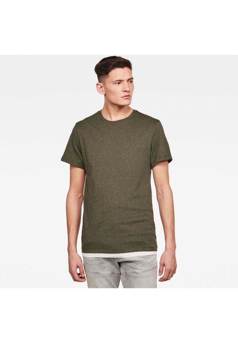 Meliertes Baumwoll-T-Shirt mit Rundhalsausschnitt