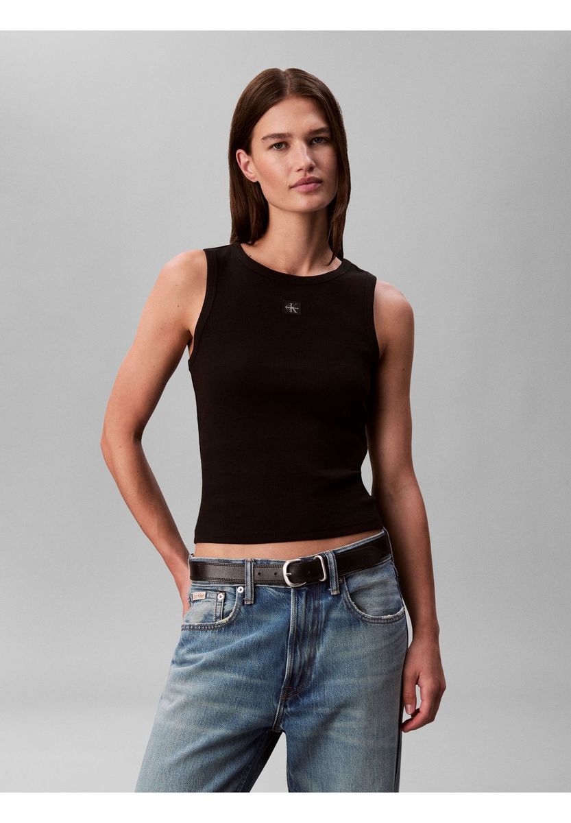 Ärmelloses geripptes Strick-Tanktop