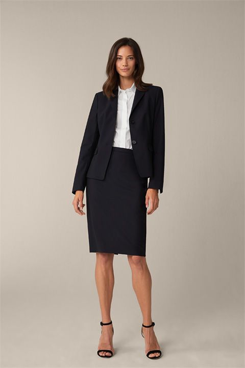 Windsor Marineblauer Woll-Stretch-Blazer Clean Einreiher-Design