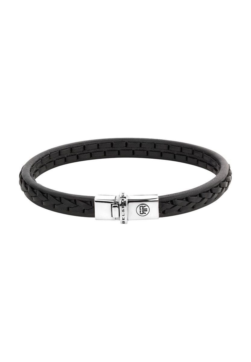 Geflochtenes Lederarmband mit Stahlschließe