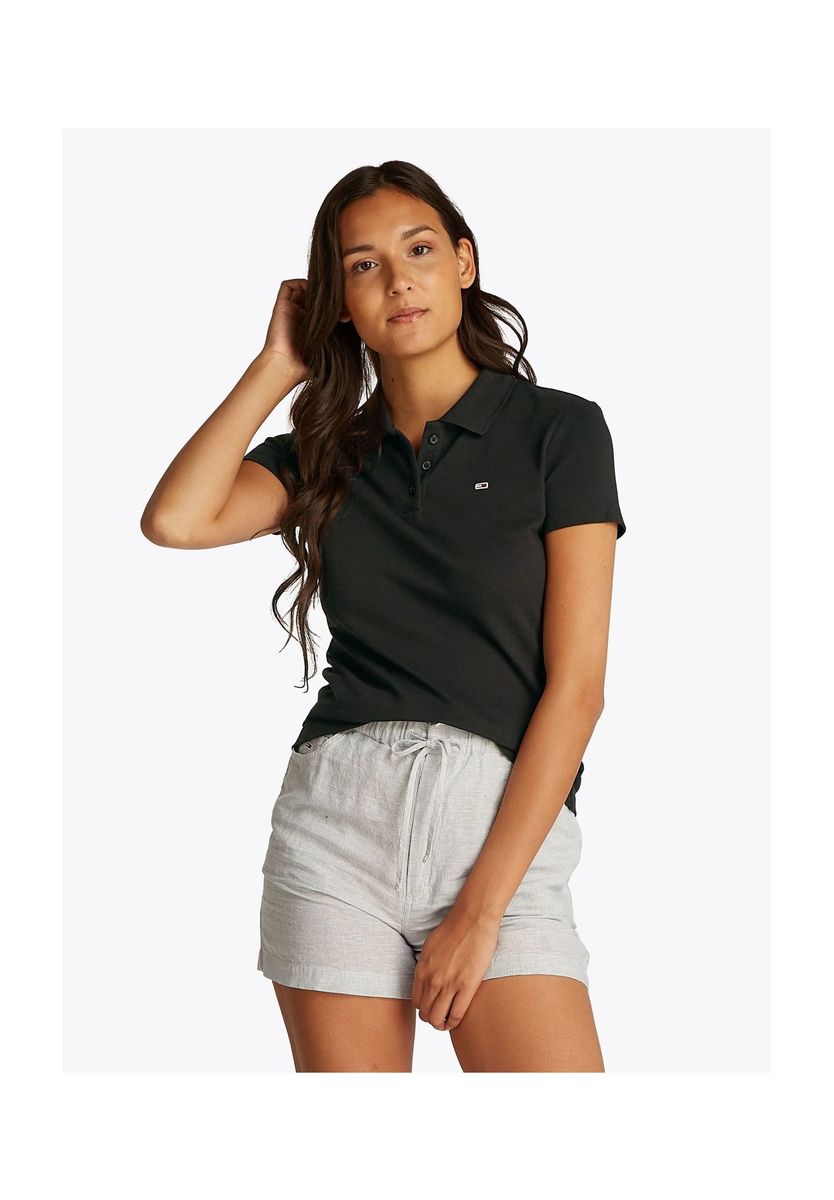 Klassisches schwarzes Baumwoll-Poloshirt