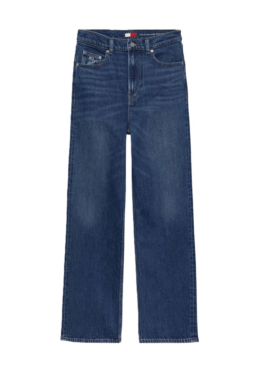 Hochtaillierte, schmale Jeans mit geradem Bein