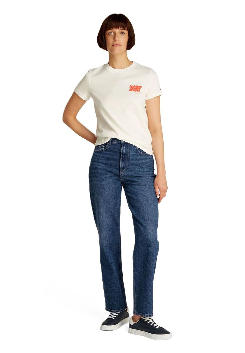 Hochtaillierte, schmale Jeans mit geradem Bein