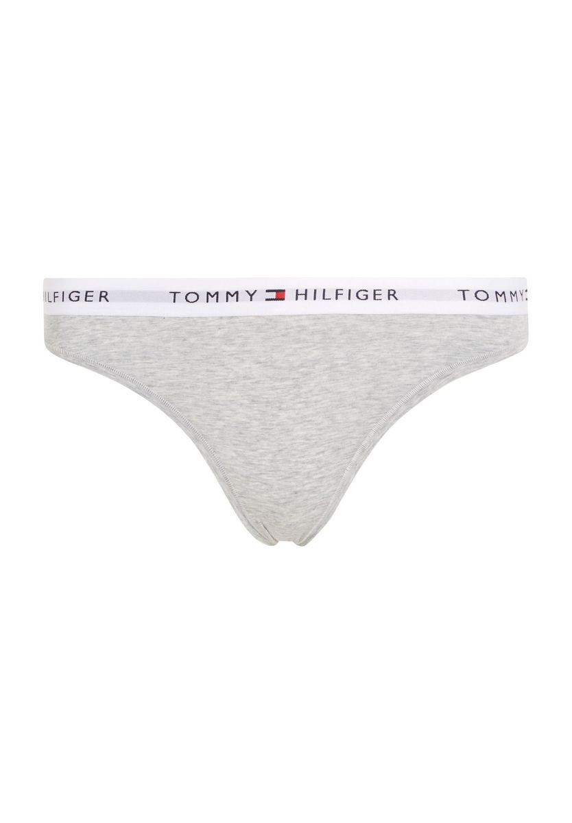 Grauer Baumwollmix Tanga mit Logo-Bund