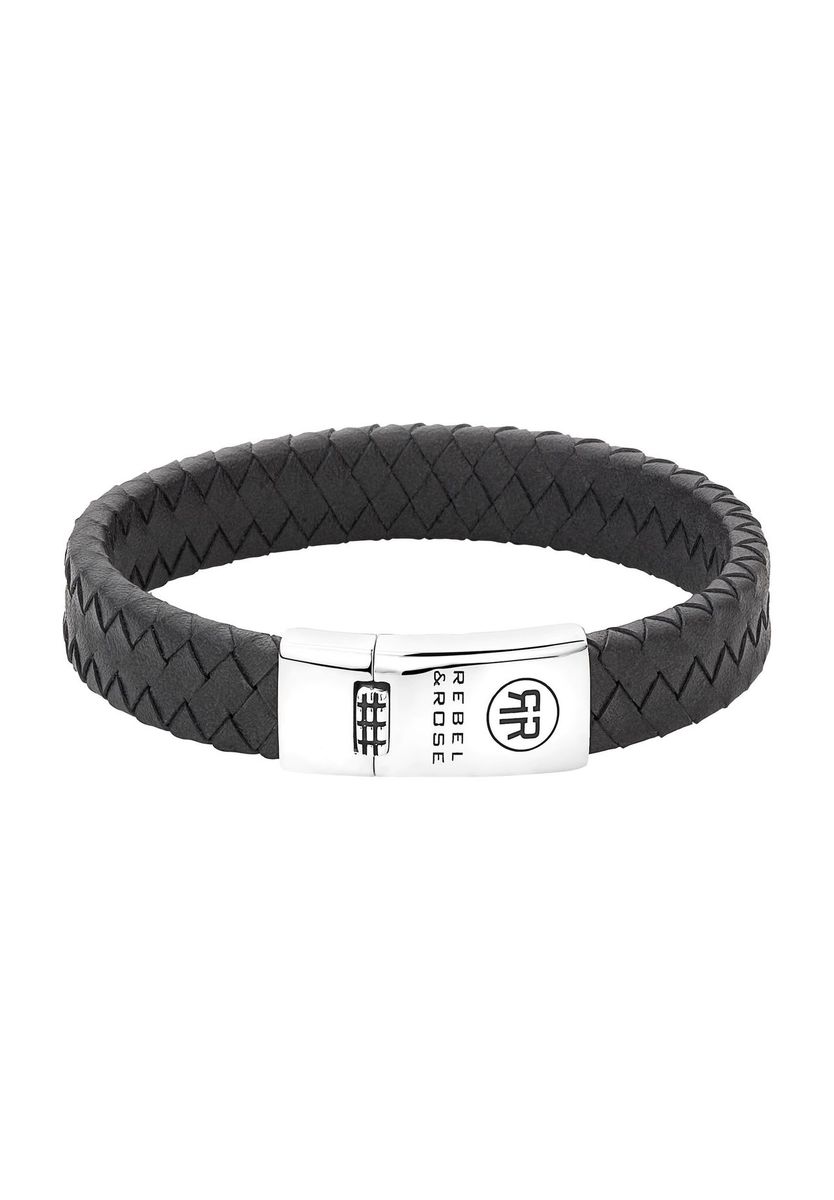 Geflochtenes schwarzes Herrenarmband aus Leder
