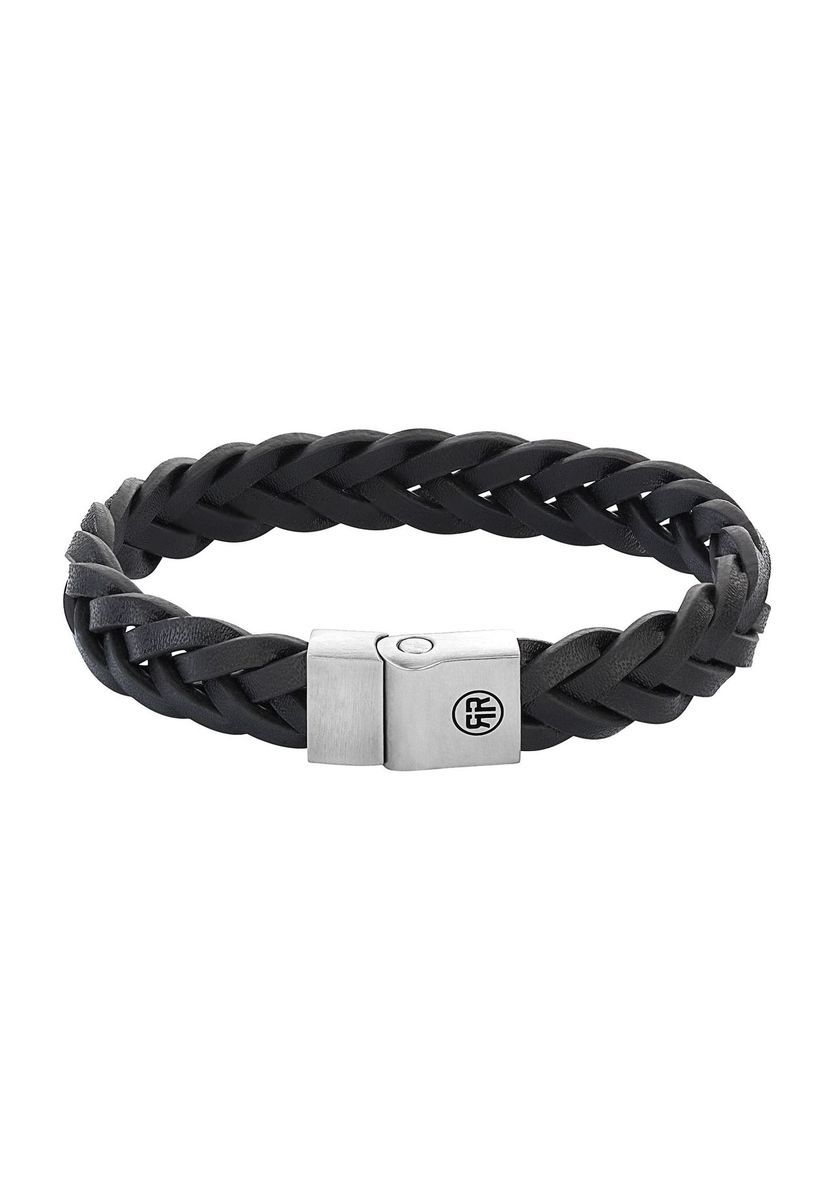Geflochtenes schwarzes Lederarmband mit Verschluss