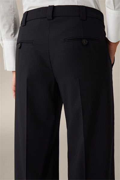 Windsor Schurwoll-Stretch Marineblaue Wide Leg Anzughose mit Bügelfalte