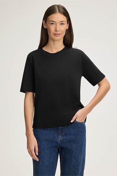 Windsor Schwarzes Bio-Baumwoll-T-Shirt Klassische Passform Kurze Ärmel