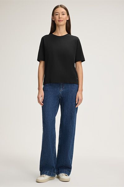 Windsor Schwarzes Bio-Baumwoll-T-Shirt Klassische Passform Kurze Ärmel