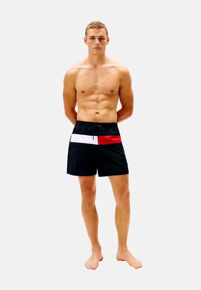TOMMY HILFIGER Badeshorts, Gummibund, Tunnelzug, für Herren, blau, M