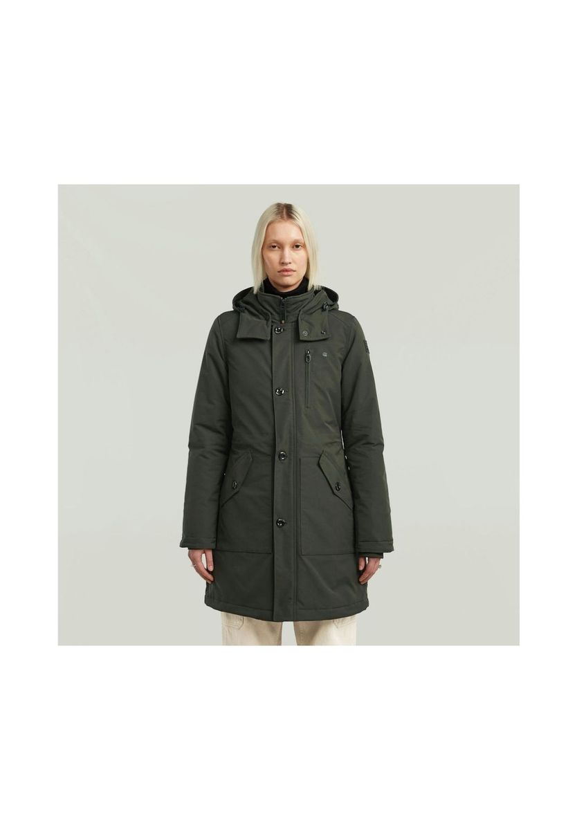 Parka-Mantel mit Kapuze und Knopfverschluss