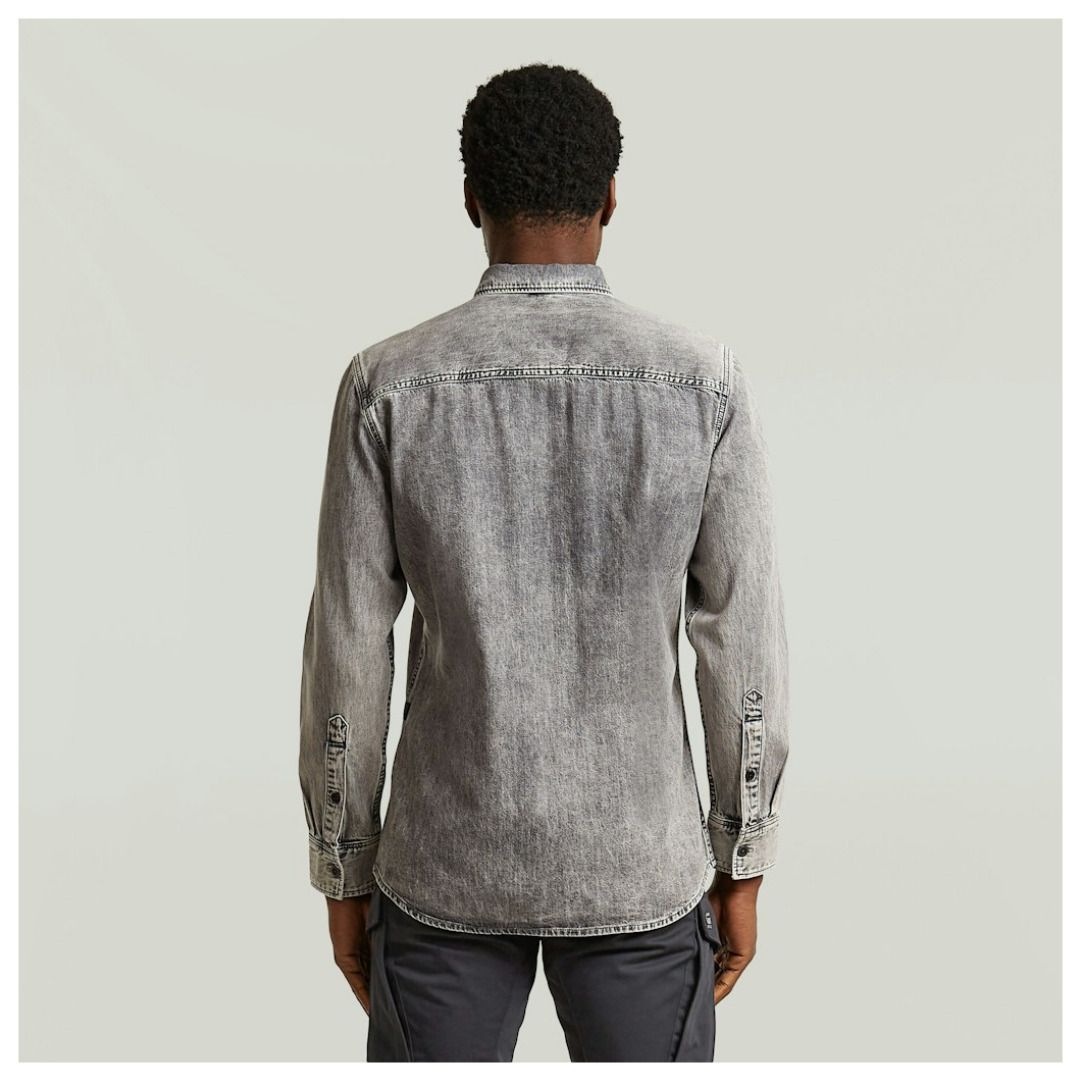 Slim Fit Denimhemd in Sun-Faded-Optik
