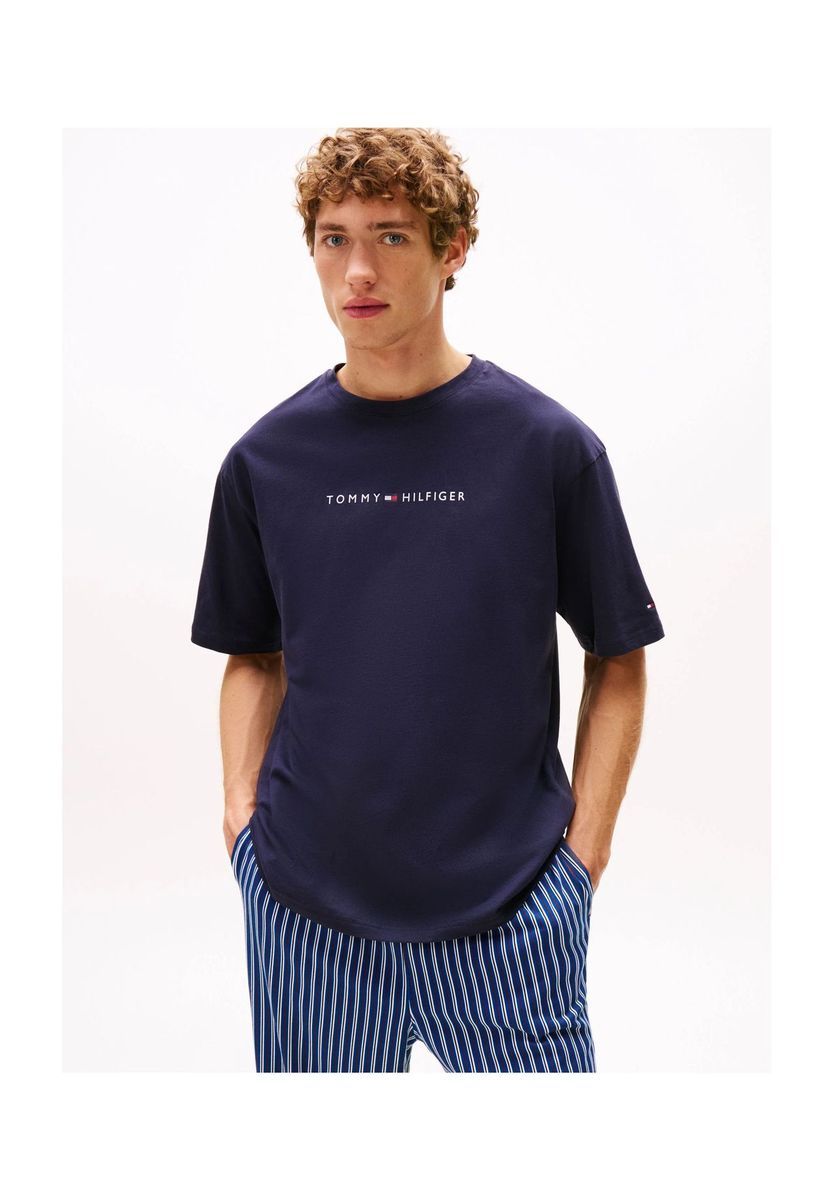 Klassisches Baumwoll-Loungeoberteil mit Logo